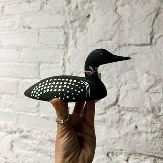 Handpainted Small Loon Wooden Figurine