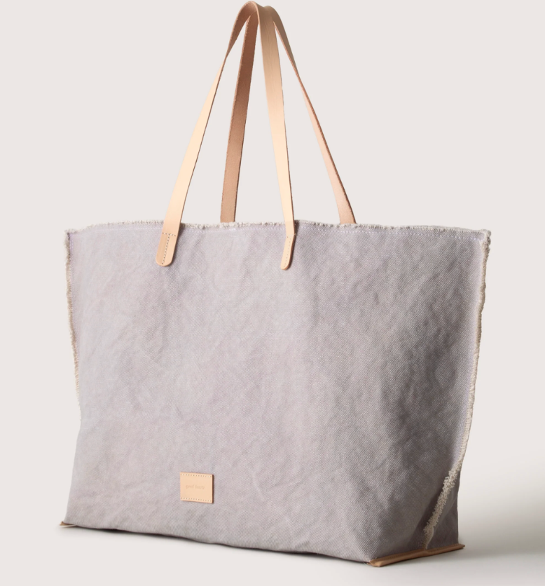 Hana Canvas Boat Bag - Dove / Natural Leather