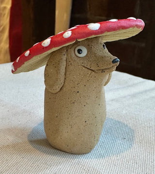 Victory Pottery Mushroom Hat Dog