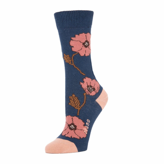 Poppies Navy Women's Crew Socks