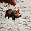 Load image into Gallery viewer, Victory Pottery Piggie With Santa Hat Ornament
