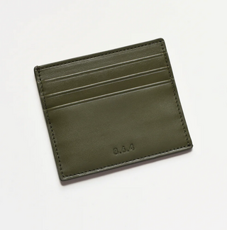 Italian Leather Card Case - Military Green