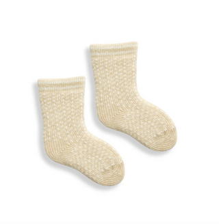 Baby Cashmere/Wool Nordic Birdseye Sock - Creme