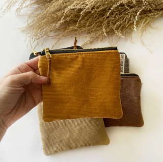 Mustard Yellow Corduroy Small Square Pouch