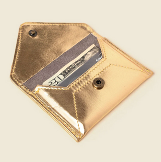 Mini Envelope Leather Wallet with RFID Protection - Gold