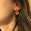 Load image into Gallery viewer, Brass and Red Enamel Earrings