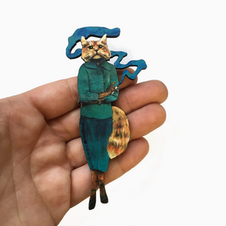 Wooden Collage Christmas Ornament - Cannabis Cat