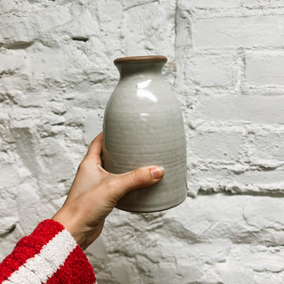 Laura White Pottery Milk Bottle - Medium Full Glaze with Bare Rim