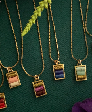 Beaded Tab Necklace - Teal