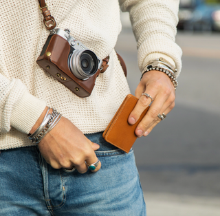Leather Vertical Wallet With RFID Protection - Whiskey
