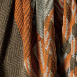 Sustainable Cotton Throw Green Patchwork Herringbone
