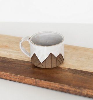 Large Mountain Mug - White on Brown
