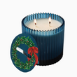 Load image into Gallery viewer, Roland Pine Glass Two-Wick Candle - Blue Ribbed 14oz
