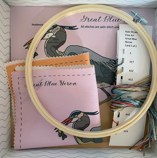 Beadwork Embroidery Kit 8" with Beadwork - Great Blue Heron