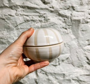 Jeremy Ayers Pottery Striped Salt Cellar - White