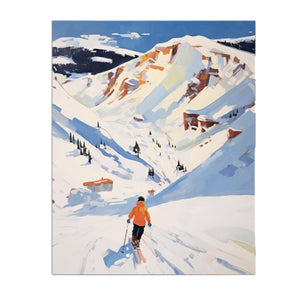 Into The Valley Ski Art Print - 8x10 UNFRAMED