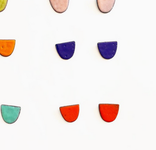 Copper & Ceramic Half Moon Stud Earrings