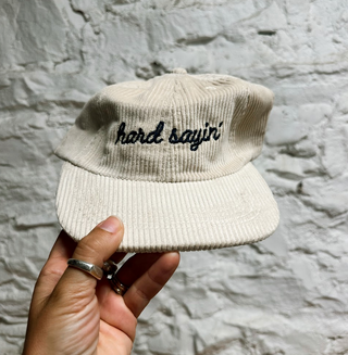 Hard Sayin' Floppy Cord Dad Hat - Cream