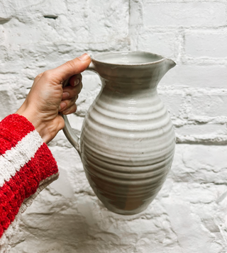 Laura White Pottery Pitcher With Handle Full Glaze - Large