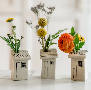 Ceramic House Flower Bud Vase - Assorted Single