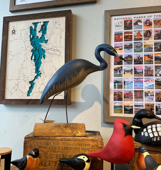 Handpainted Large Blue Heron Wooden Figurine