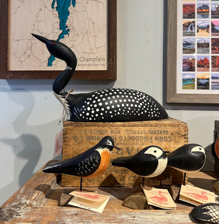 Handpainted Large Long Neck Loon Wooden Figurine