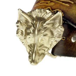 Fox Head Belt Buckle with Leather adjustable belt
