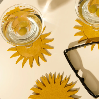 Merino Wool Sunburst Coaster Solid 4 Pack