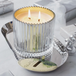 Load image into Gallery viewer, Roland Pine Two-Wick Glass Candle - Silver Ribbed 14 oz