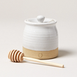 Load image into Gallery viewer, Farmhouse Pottery Beehive Honey Pot with Wooden Dipper