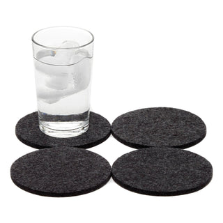 Round Charcoal Felt Coasters in Charcoal