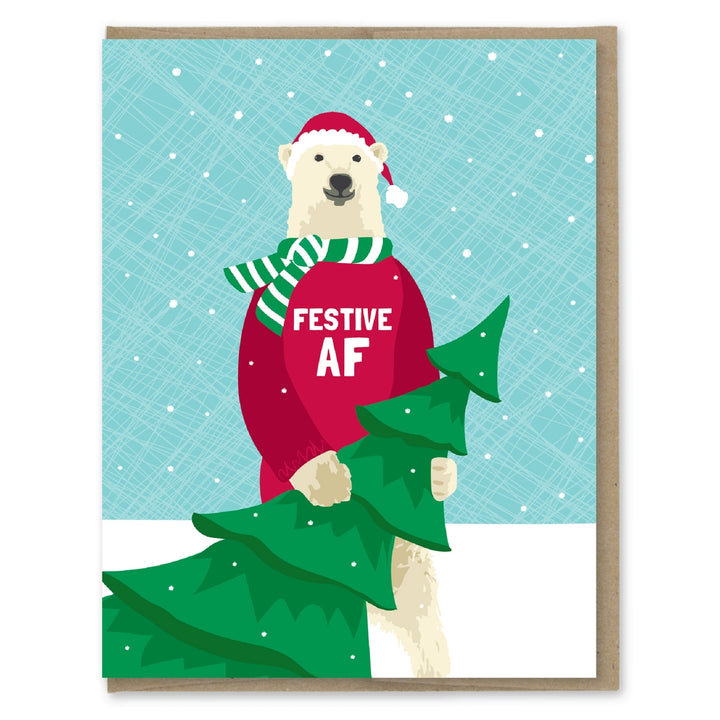 Festive AF polar bear card - MP7