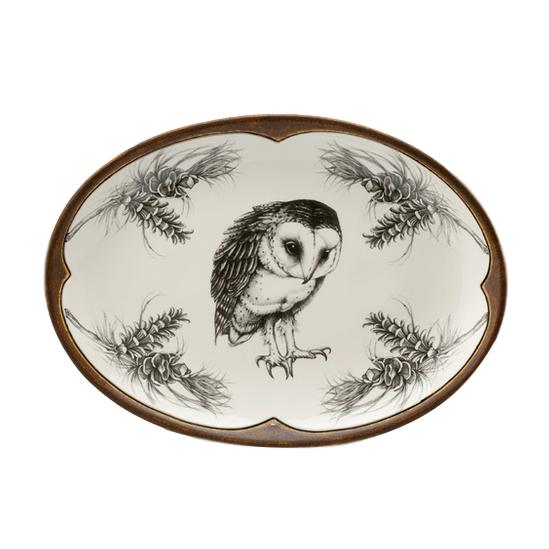 Laura Zindel Oval Platter - Barn Owl