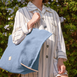 Load image into Gallery viewer, HANA BOAT BAG - Horizon Blue CANVAS/NATURAL LEATHER