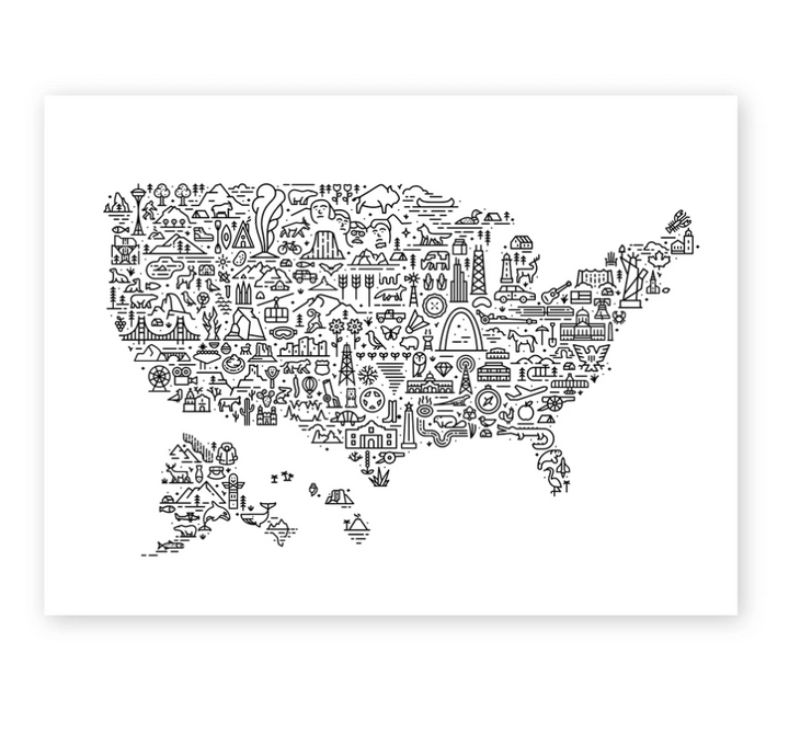 Illustrated Map of America - 18x24