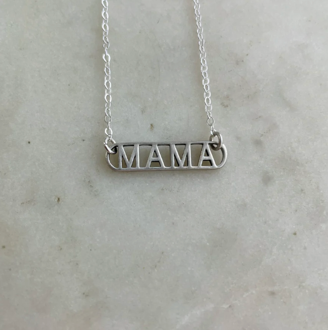 Sterling Silver Mama Horizontal Bar Necklace - 18"