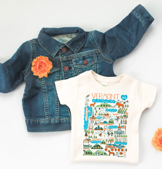 Vermont Map Baby Onesie