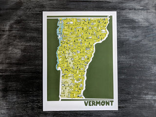 Vermont State Illustrated Map Print
