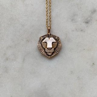 Small Lion Necklace in Bronze