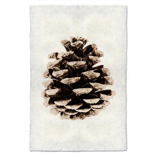 Archival Handmade Paper Red Leaf Pine Cone Print
