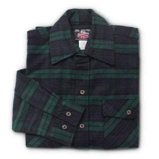Blackwatch Green and Navy Plaid Men's Flannel Shirt