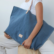 Load image into Gallery viewer, HANA BOAT BAG - Horizon Blue CANVAS/NATURAL LEATHER