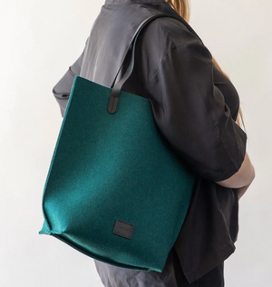 Hana Felt Tote - Kombu Felt &amp; Black Leather