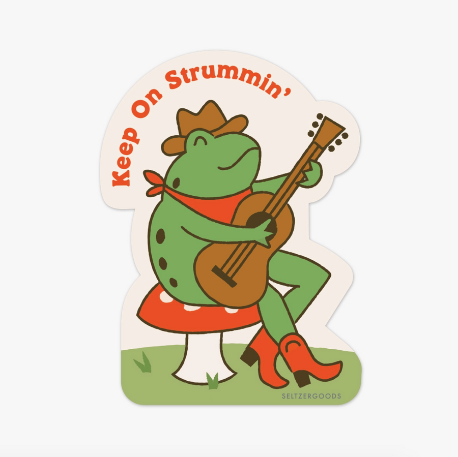 Keep Strummin' Frog Sticker