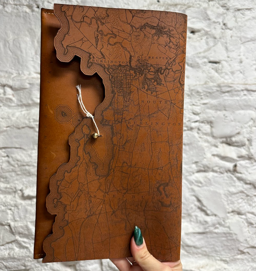Lake Champlain Etched Leather Clutch