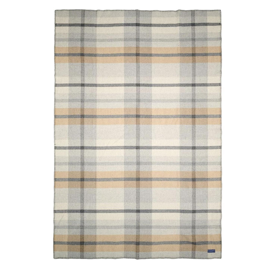 Faribault Northfield Plaid Wool Throw Blanket - Heritage Beige 50x72