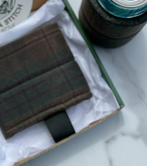 Waxed Canvas Can Cooler - Olive Plaid