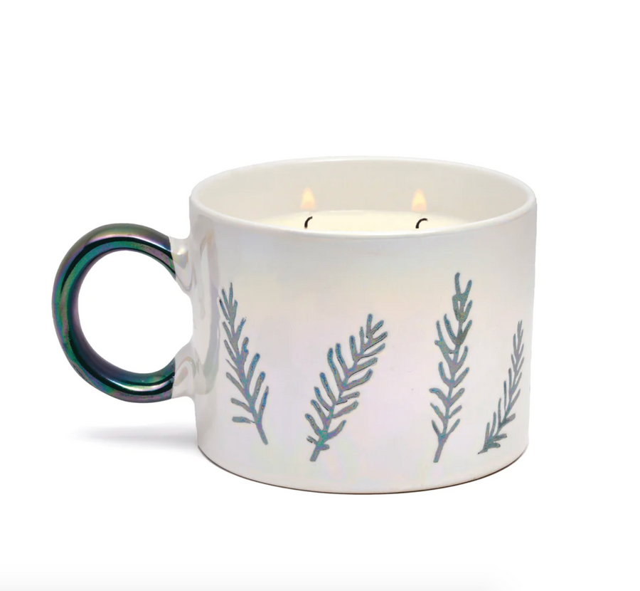 White Ceramic Mug 8oz Candle - Cypress &amp; Fir