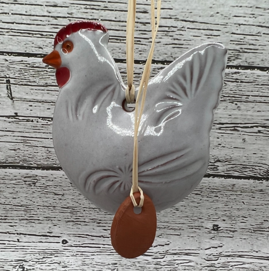 Chicken and Egg Ceramic Ornament