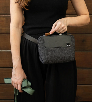 Bedford Belt Bag - Charcoal Felt &amp; Black Leather